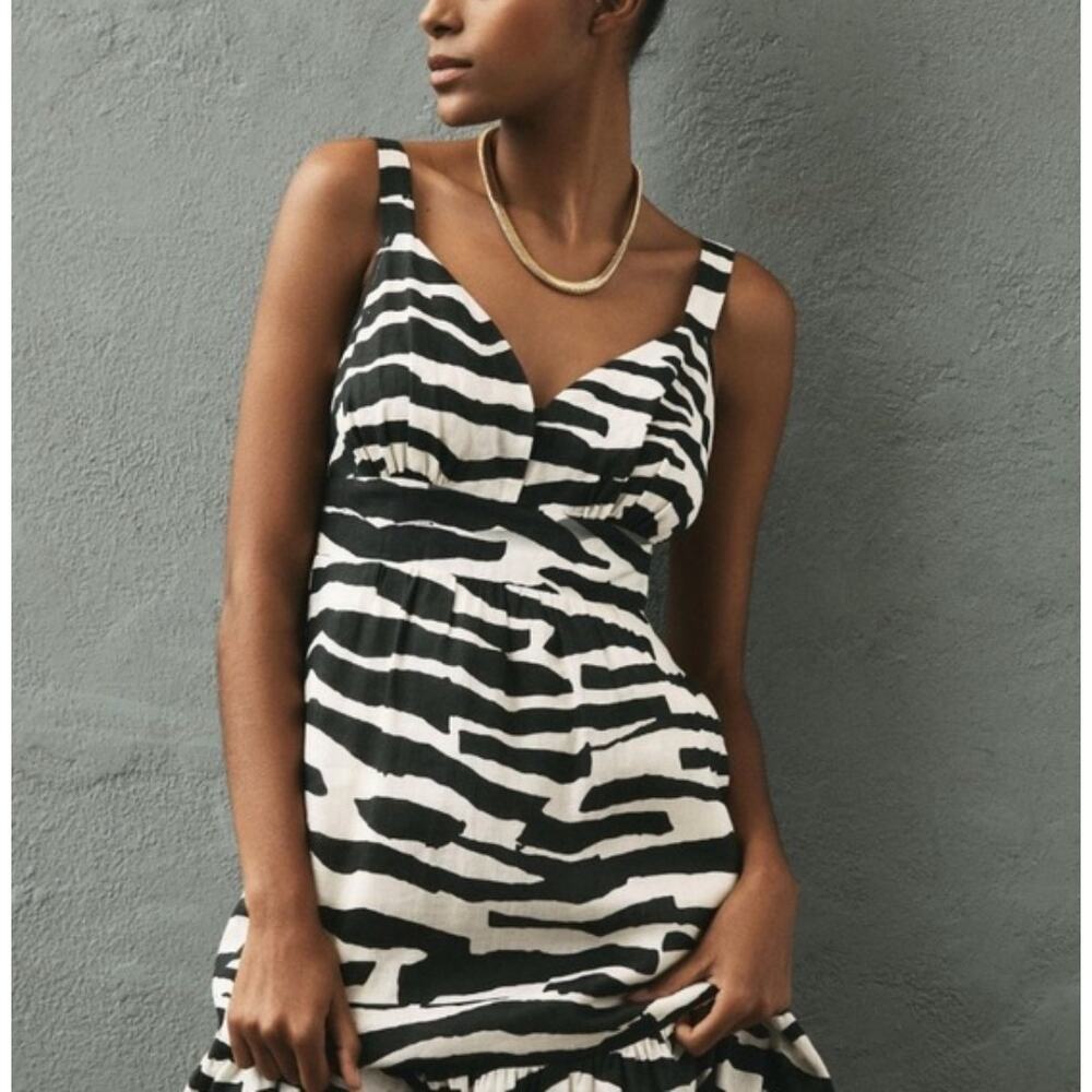 Hope for Flowers by Tracy Reese Zebra Stripe Print Maxi Dress Sleeveless LARGE